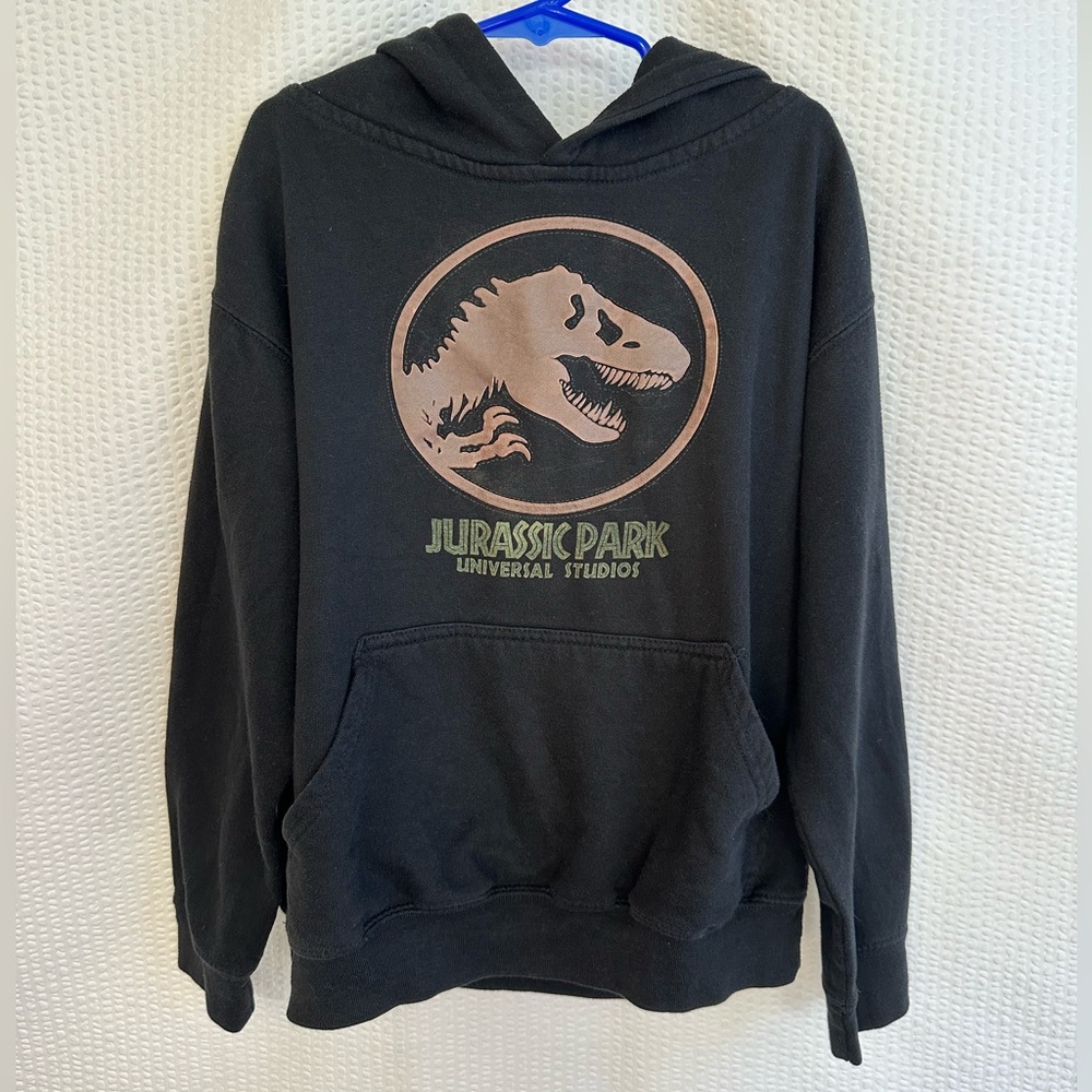 Universal Studios Boys Jurassic Park Black Hoodie Sweatshirt Size: 7/8 Medium